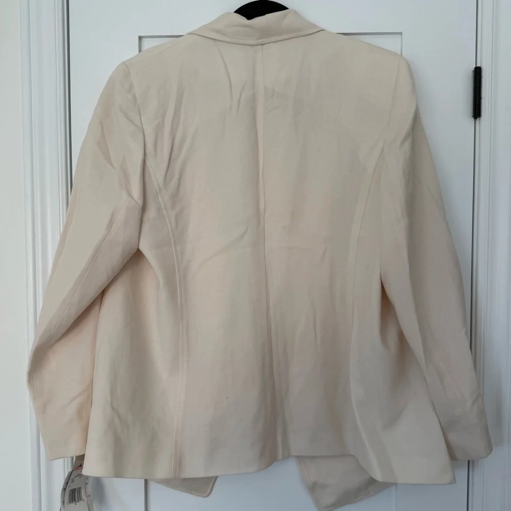 Ivory 100% Wool Blazer 14W ✨ Classic Tailored Quiet Luxury Jacket Feminine - Picture 4 of 10